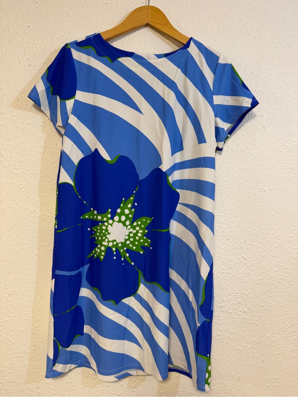 Jude Connally Ella Dress Blue White Green Patterned Dress Large